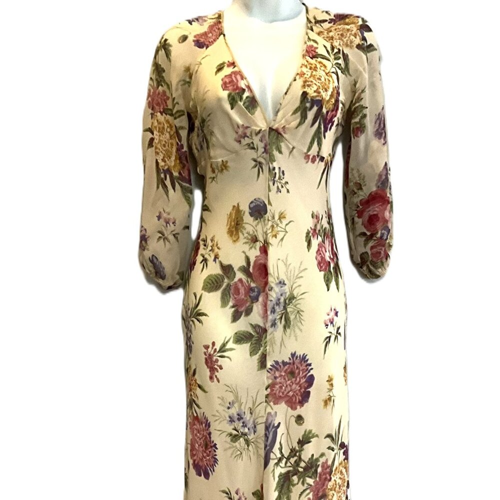ETRO Milano 100% Silk Floral Maxi Dress, Deep Open Back, Size IT 42
